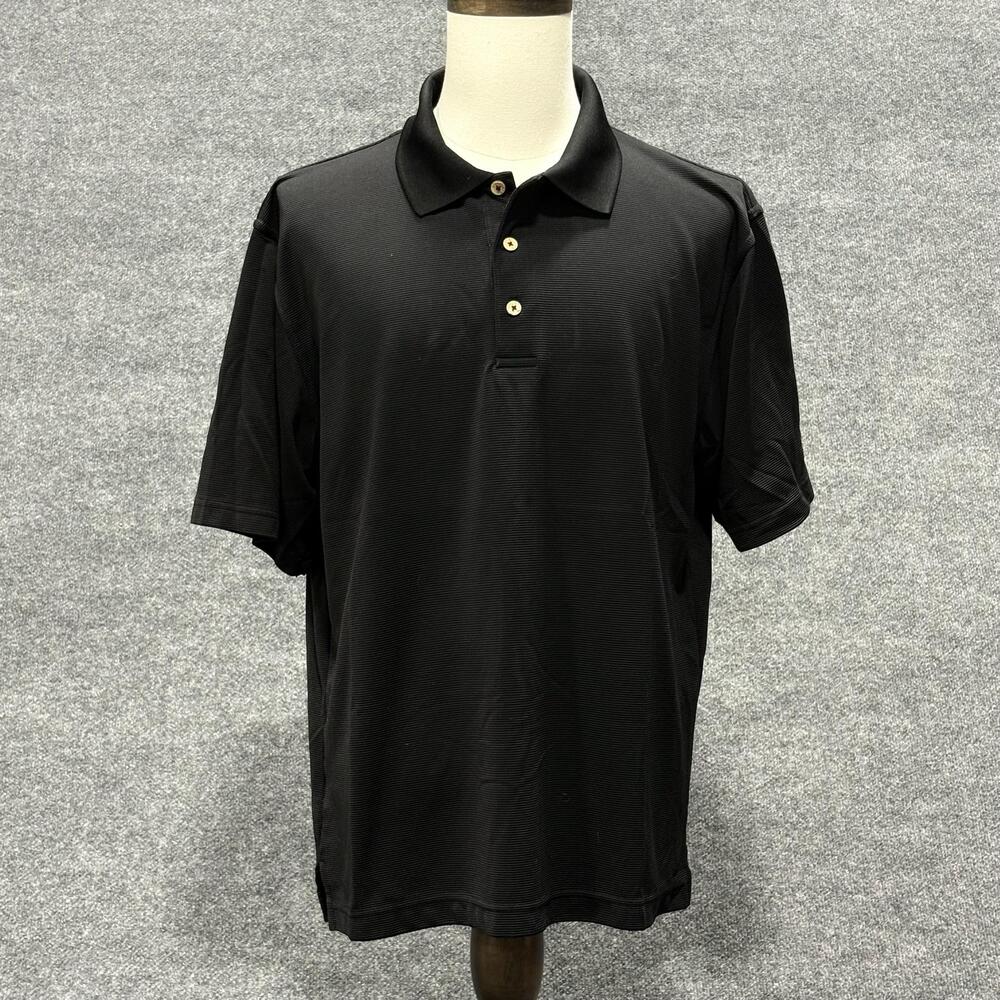 Cubavera Polo Shirt Mens XL Black Lightweight Polyester Short Sleeve Knit Casual